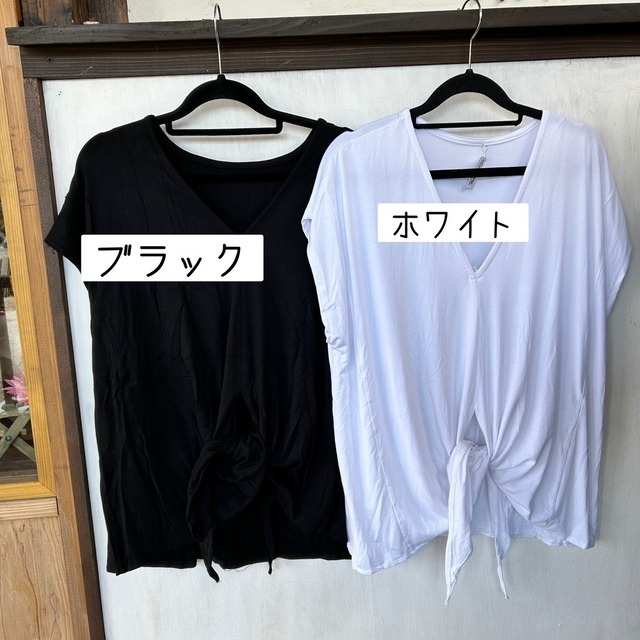 スパンデックスＶネックリボントップス