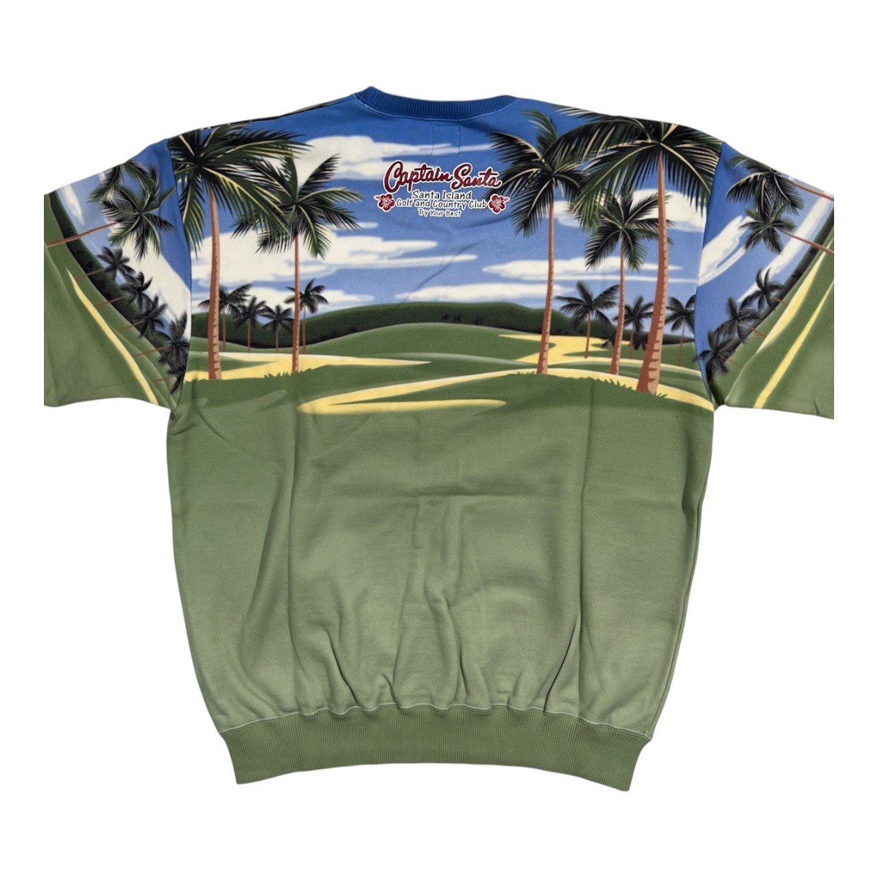 CAPTAIN SANTA キャプテンサンタ GOLF CLUB 総柄 グラデーション プリント スウェット トレーナー XL /ブルー×イエロー×グリーン