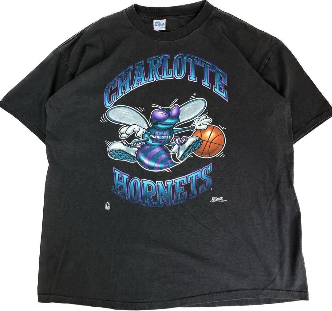 90s USA製 シャーロットホーネッツ NBA オフィシャル　Tシャツ　黒　XL | Rico clothing powered by BASE