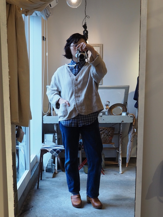 1990's 100% Linen no collar Light jacket