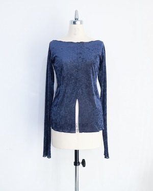 Center Slit Velor Top (Navy)