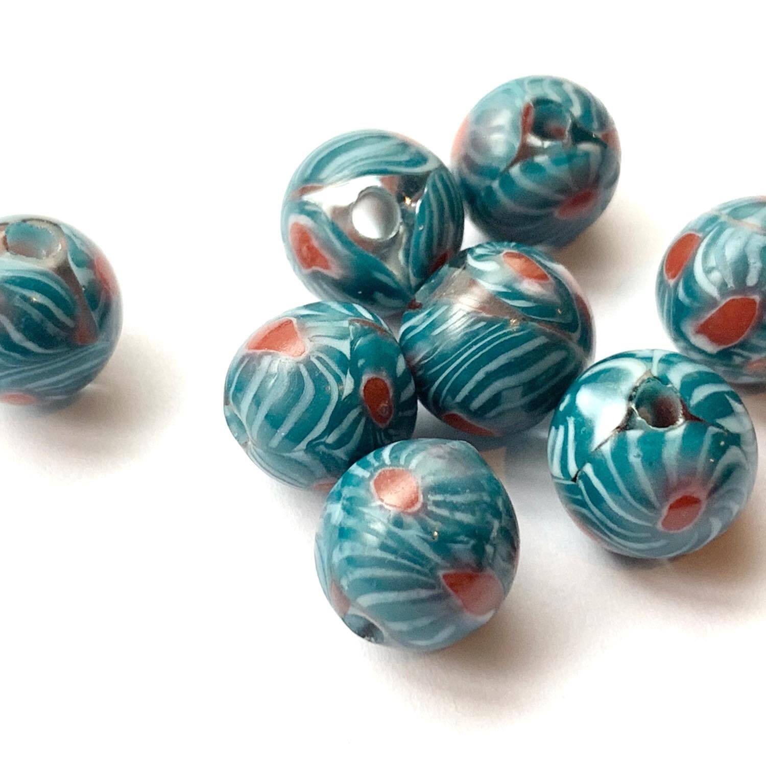 再入荷〉朝顔モチーフ柄入りビーズA | Dua-アクセサリーパーツショップ