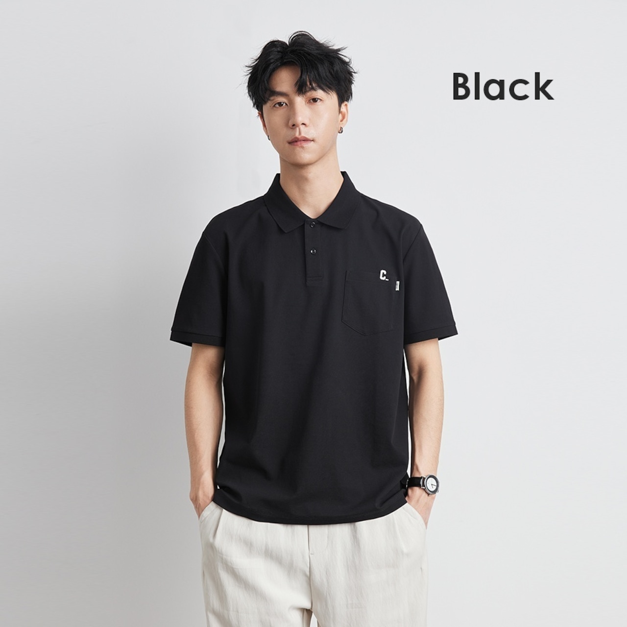 【M-4XL】Embroidered Polo Shirt / 刺繍入り ポロ シャツ