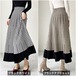 プリーツスカート レディーススカート ロング丈 体型カバー ゆったり ロングスカート シンプル カジュアル エレガント 秋 冬 レディースボトムス 幾何学柄 ニット 通勤 お出かけ ロングスカート