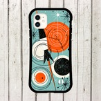 受注生産 iPhoneケース オレンジの軌道惑星と星の宇宙柄｜惑星モチーフ RFSP001D