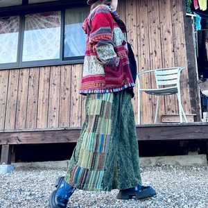 サイド切り替えワイドパンツ