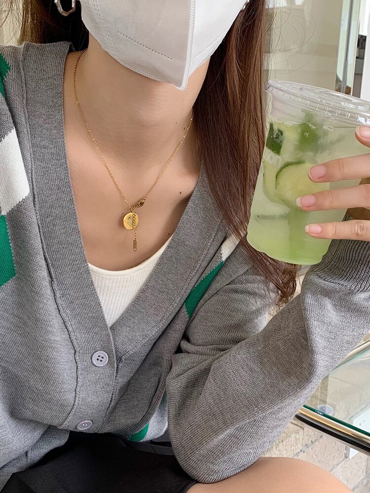 セーター ルーズVネックカーディガン ビッグFスモールZ韓国83434558111