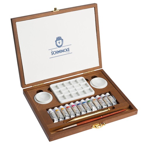 【限定セット・予約販売】シュミンケホラダム 透明水彩絵具 レトロセット ウッドボックス5ml チューブ12 色