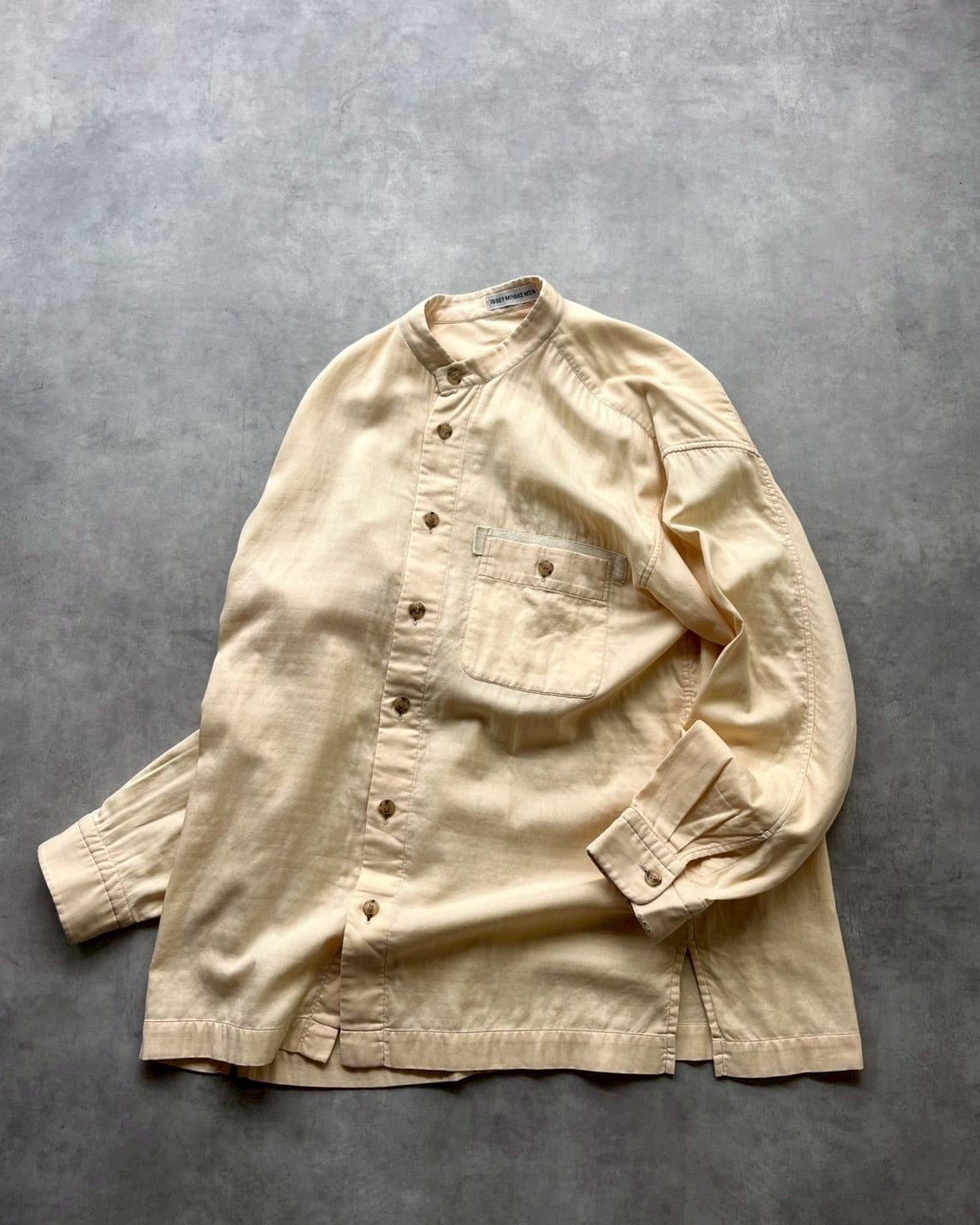 96SS ISSEY MIYAKE MEN No-Collar Cotton Gaze Shirt | VOLAR