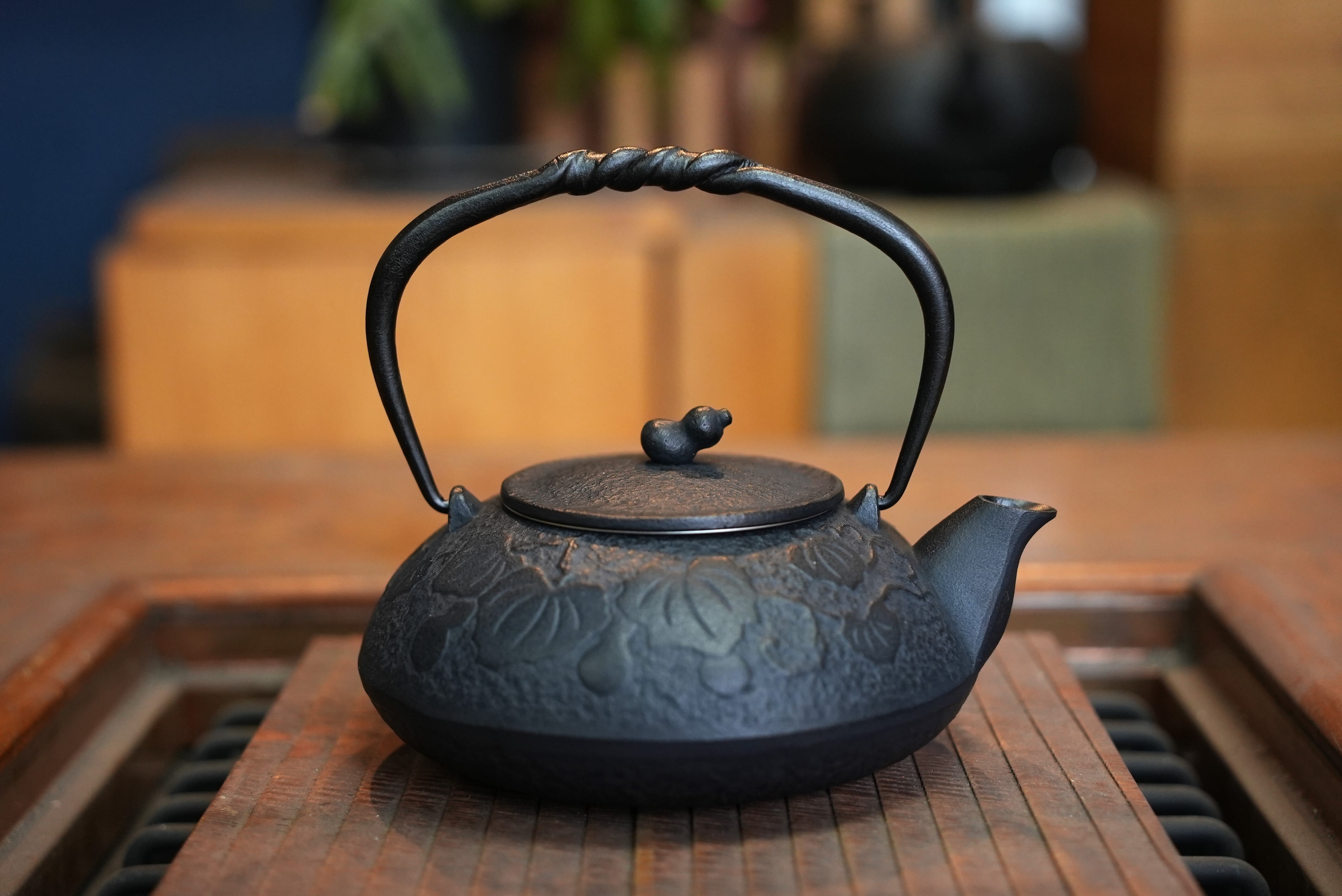 (株)及富　南部鉄器製 黒急須 ステンレスフィルター付き ☆X'mas タグ対象>南部鉄器 急須 ティーポット SQUARE SS TEAPOT 黒