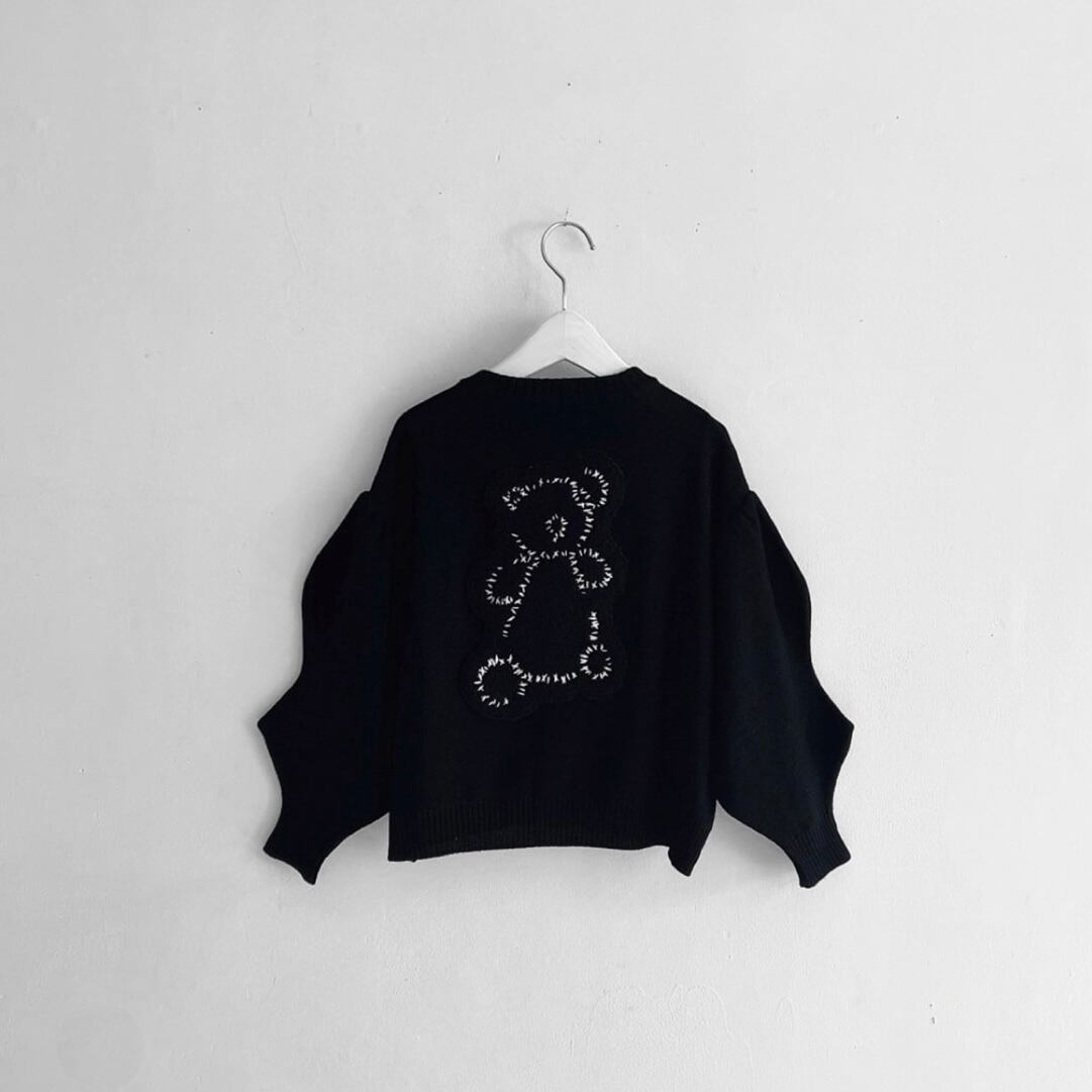 frankygrow KUMA EMBROIDERY PATCH KNIT CARDIGAN / F2 | discogirl
