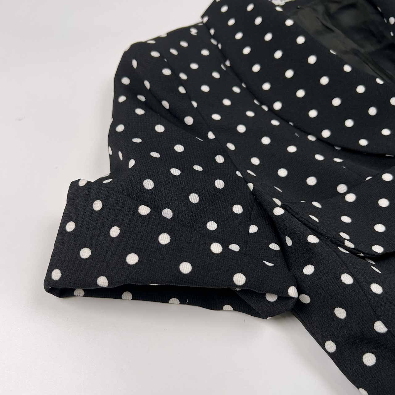フランス製 solva PARIS ソルバ Leilian レリアン 水玉 ドット 半袖 ジャケット サイズ 40 /ブラック×ホワイト