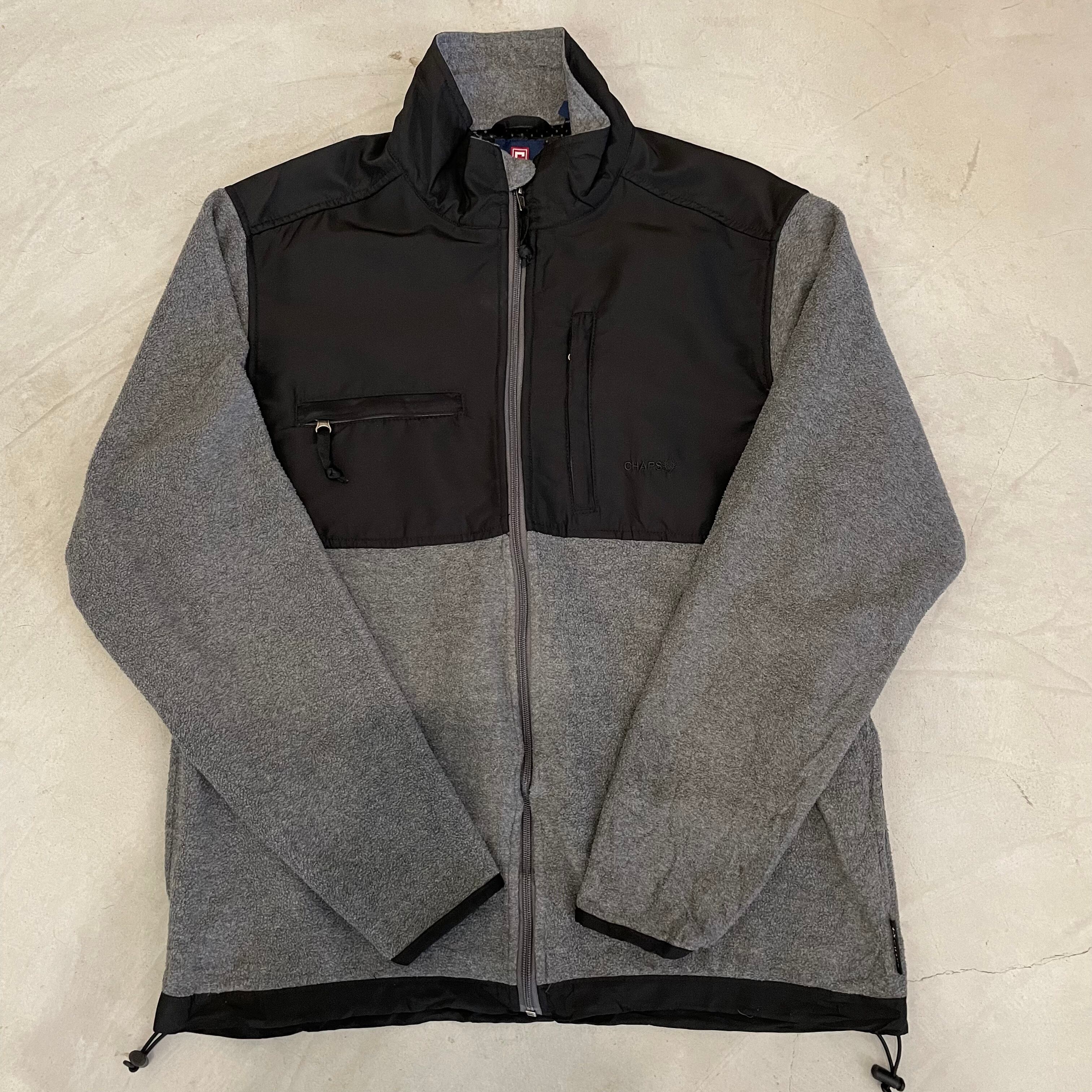 CHAPS チャップス ナイロン 切替 フリースジャケット メンズM 古着 グレー×青 【フリースジャケット】