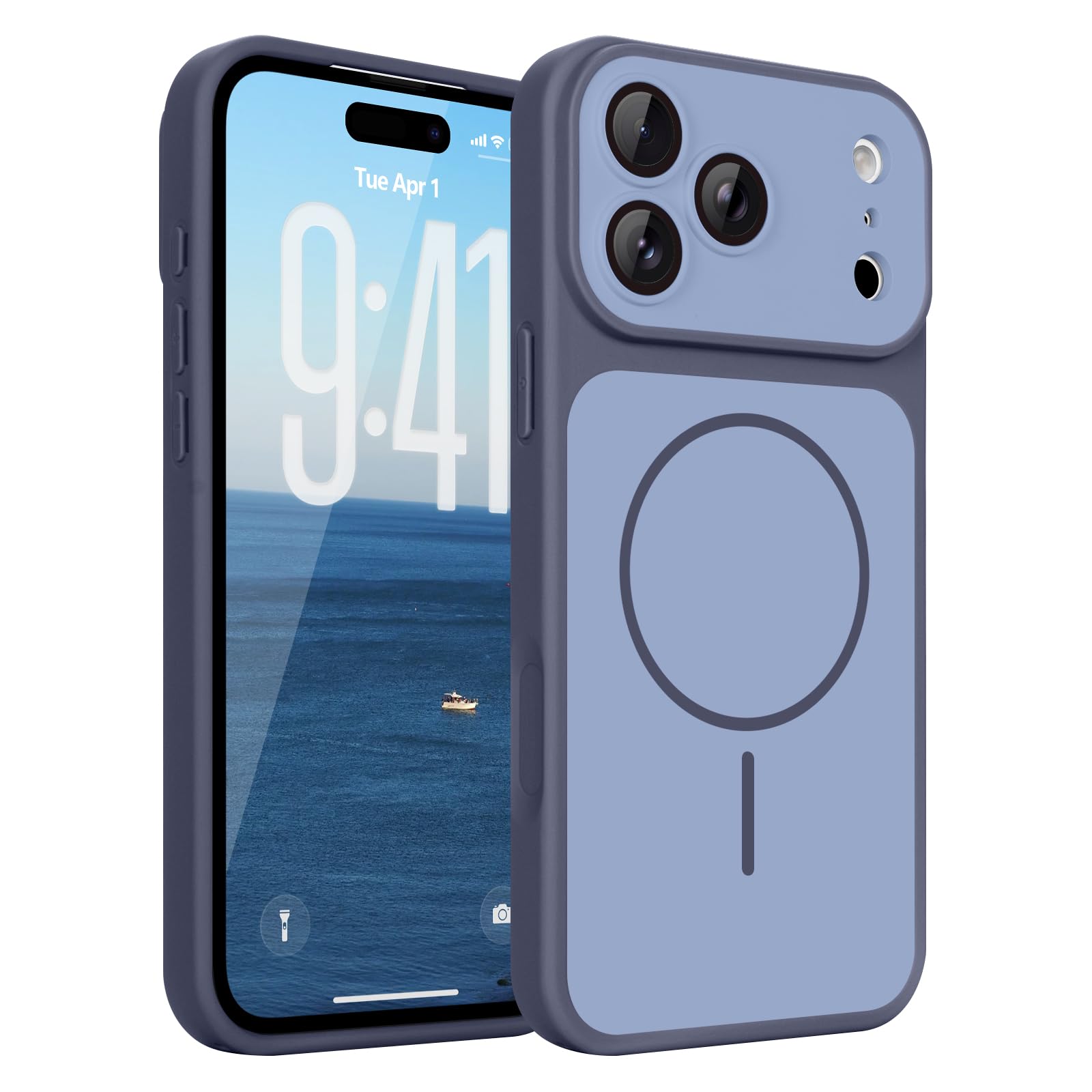 Teageo iPhone 18 Pro Max/17 Pro Max用 ケース Magsafe対応 耐衝撃 カメラレンズ保護 指紋防止【ブルー】
