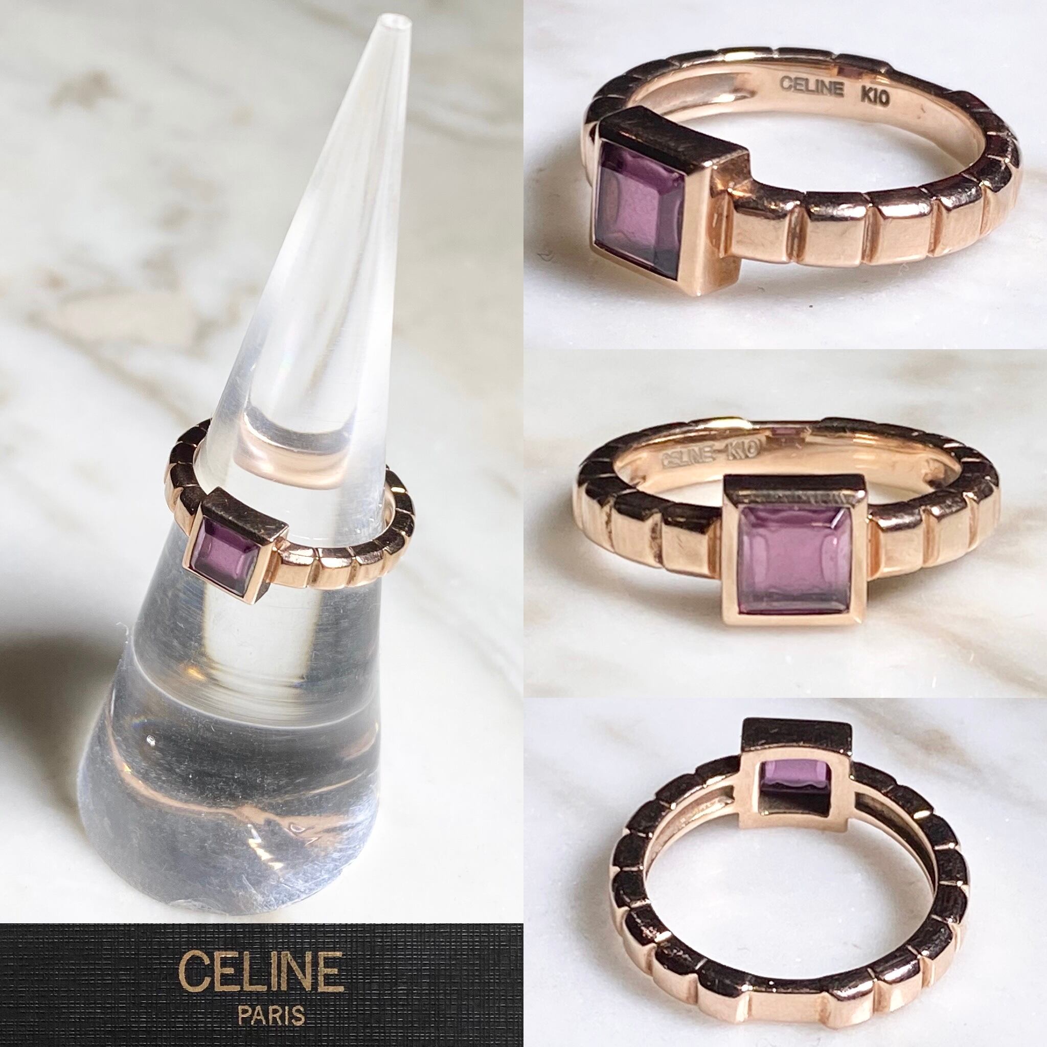 CELINE k10 gold ring set with tourmaline | NOIR ONLINE