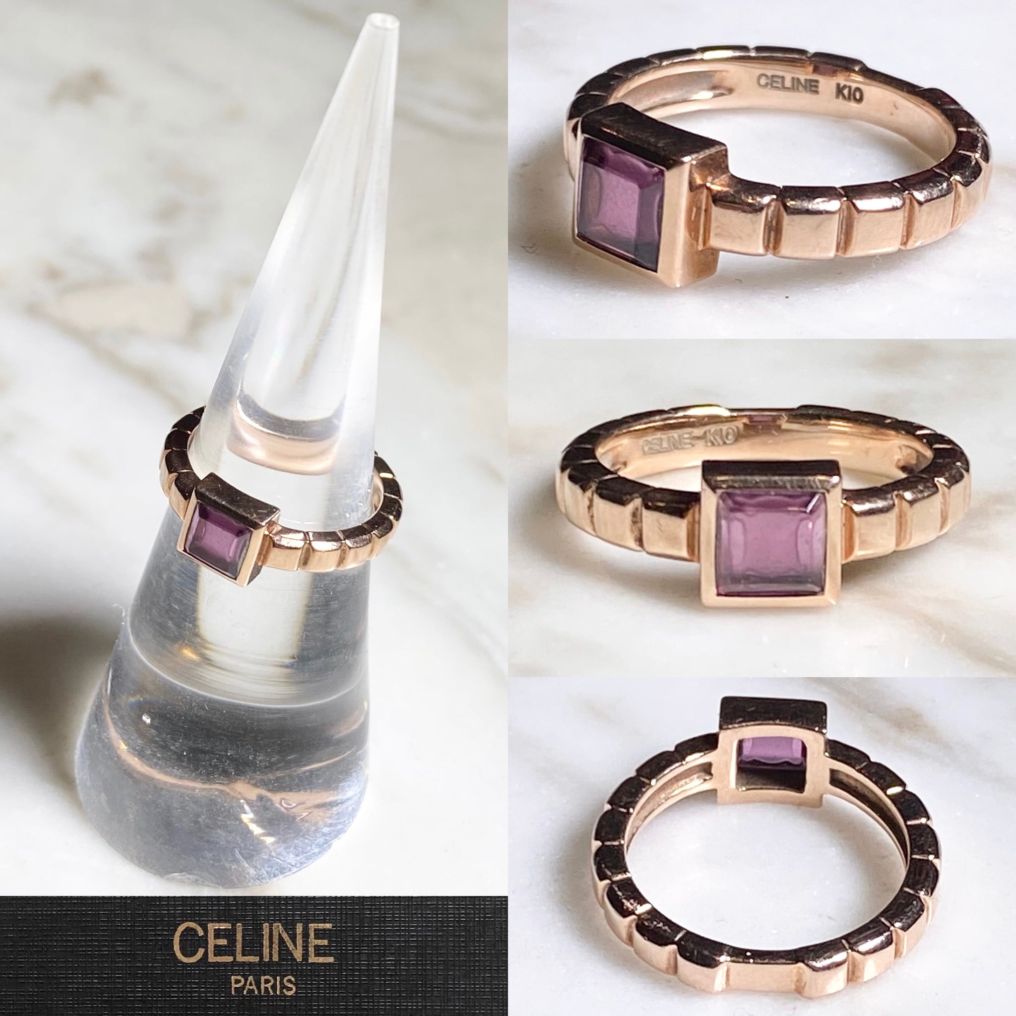 CELINE k10 gold ring set with tourmaline | NOIR ONLINE