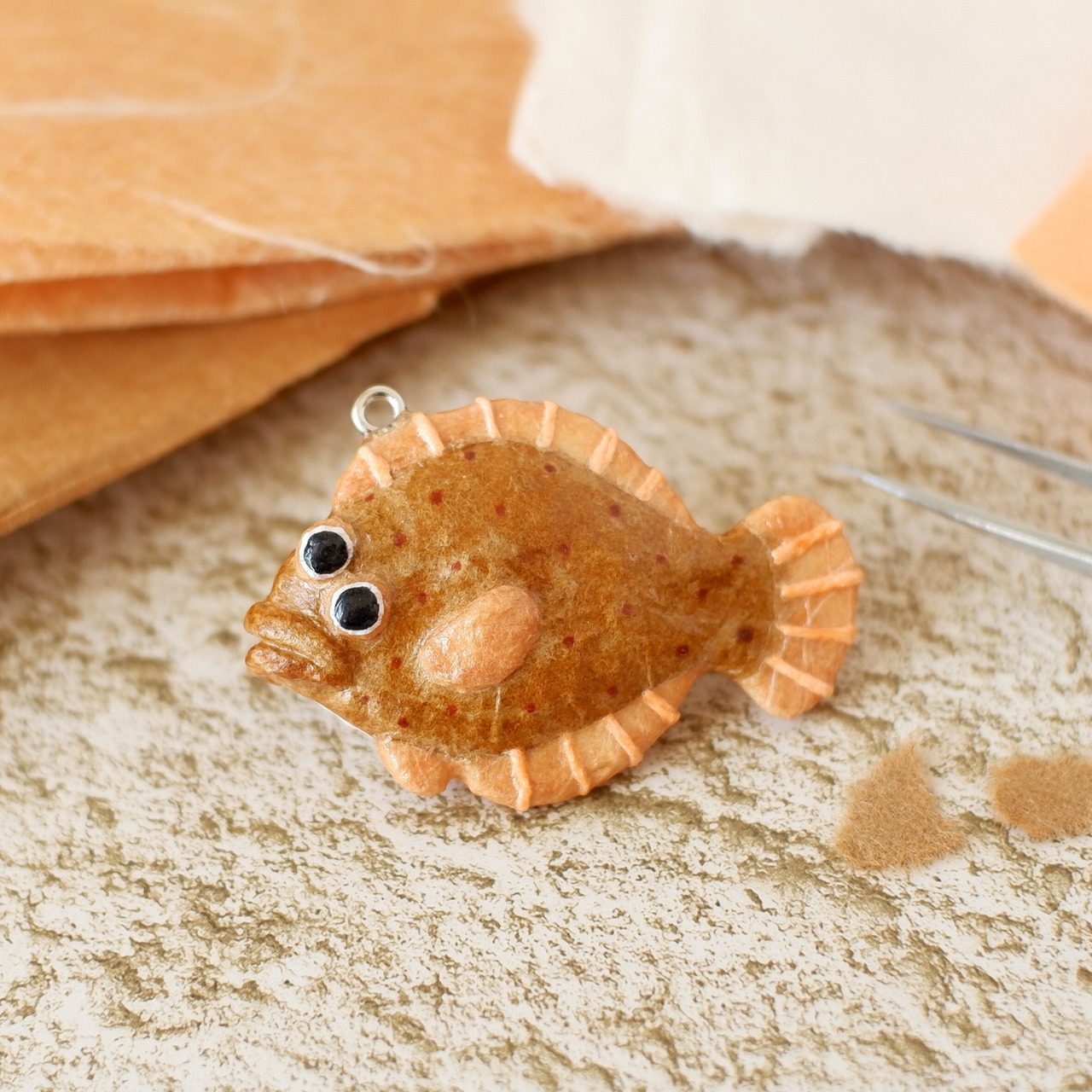 和紙小物/アクセサリー『ヒラメ』