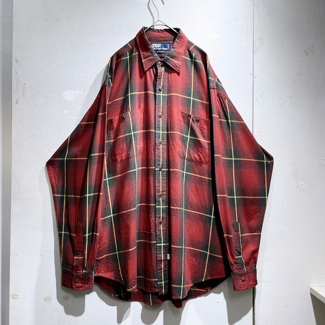 1990s ” Polo Ralph Lauren ” vintage loose rayon check shirt