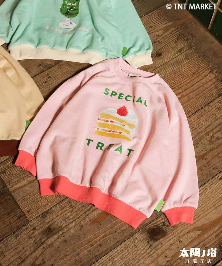【BREEZE×太陽ノ塔コラボ】転写トレーナー ピンク ショートケーキ
