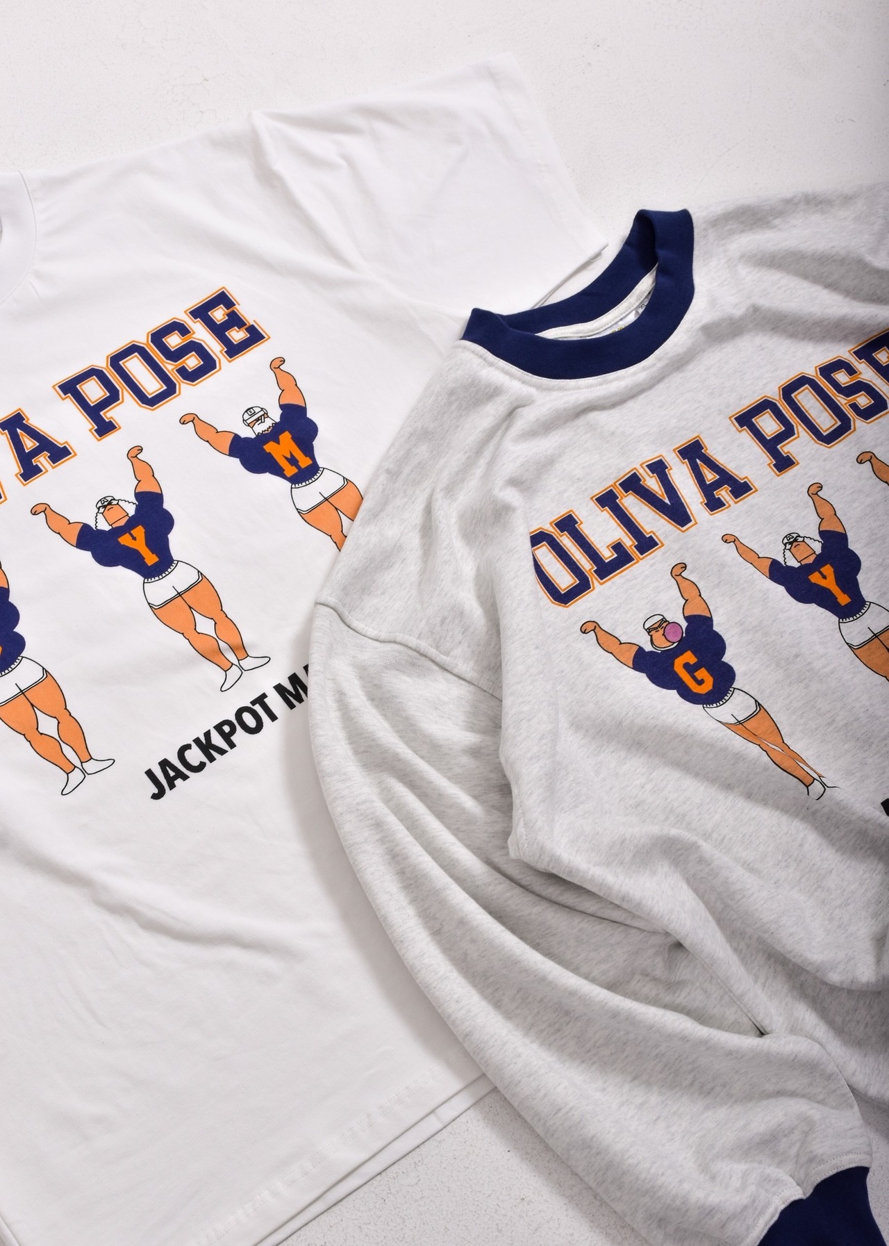 OLIVA POSE トレーナー　アッシュグレー×ネイビー