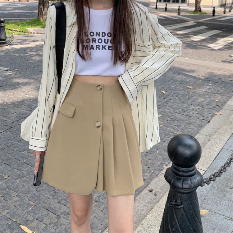 いろんなシーンで活躍する ハイウエスト Aラインスカート スリム ピュアカラー スカート ミニスカート