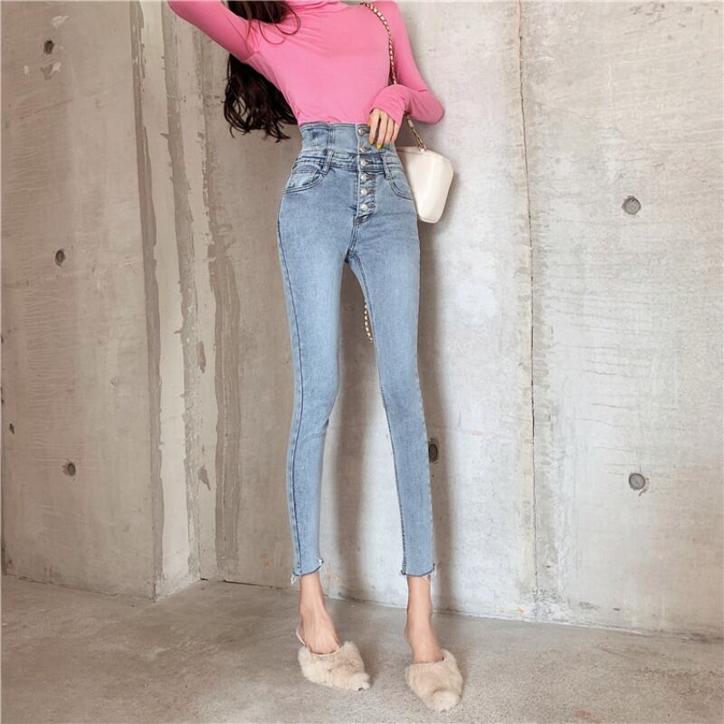 オータムハイウェストジーンズ カジュアルパンツ スリムレディース 秋物 YY-ファッション77450726739