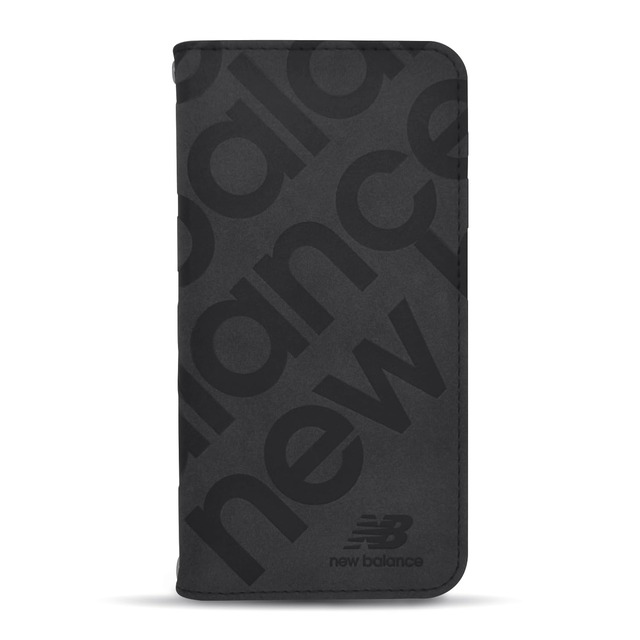 New Balance 正規品 iPhone 17 対応 ケース 手帳型 カード収納 ブランドロゴ 「スタンプロゴスエード調」 ニューバランス アイフォン17用 iPhone 17用 型押し スマホケース (ブラック)