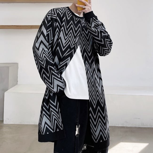 ジグザグ柄フロントスリットプルオーバー 1color MTO0387