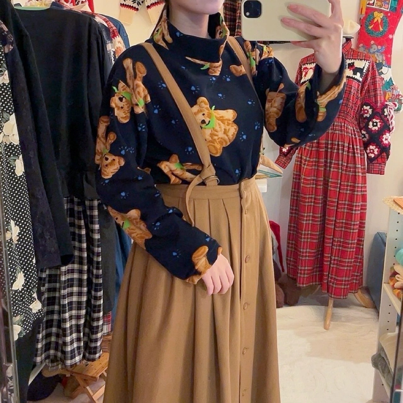 scarf bear fleece pullover