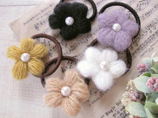 秋冬素材＊毛糸のお花ヘアゴム/セレクト雑貨 | ハンドメイド雑貨La fleur