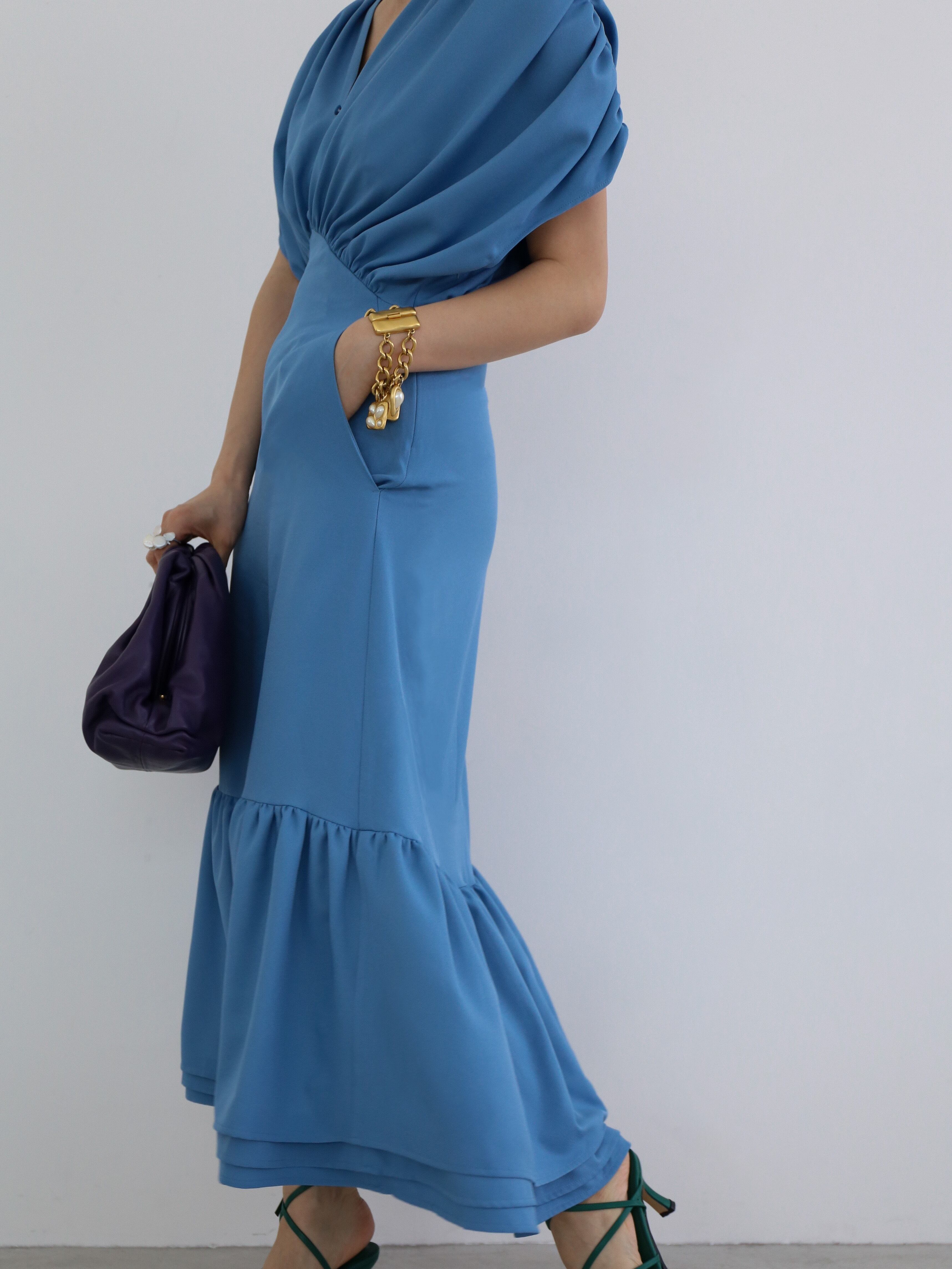 gather sleeve dress（blue） | Katrin TOKYO