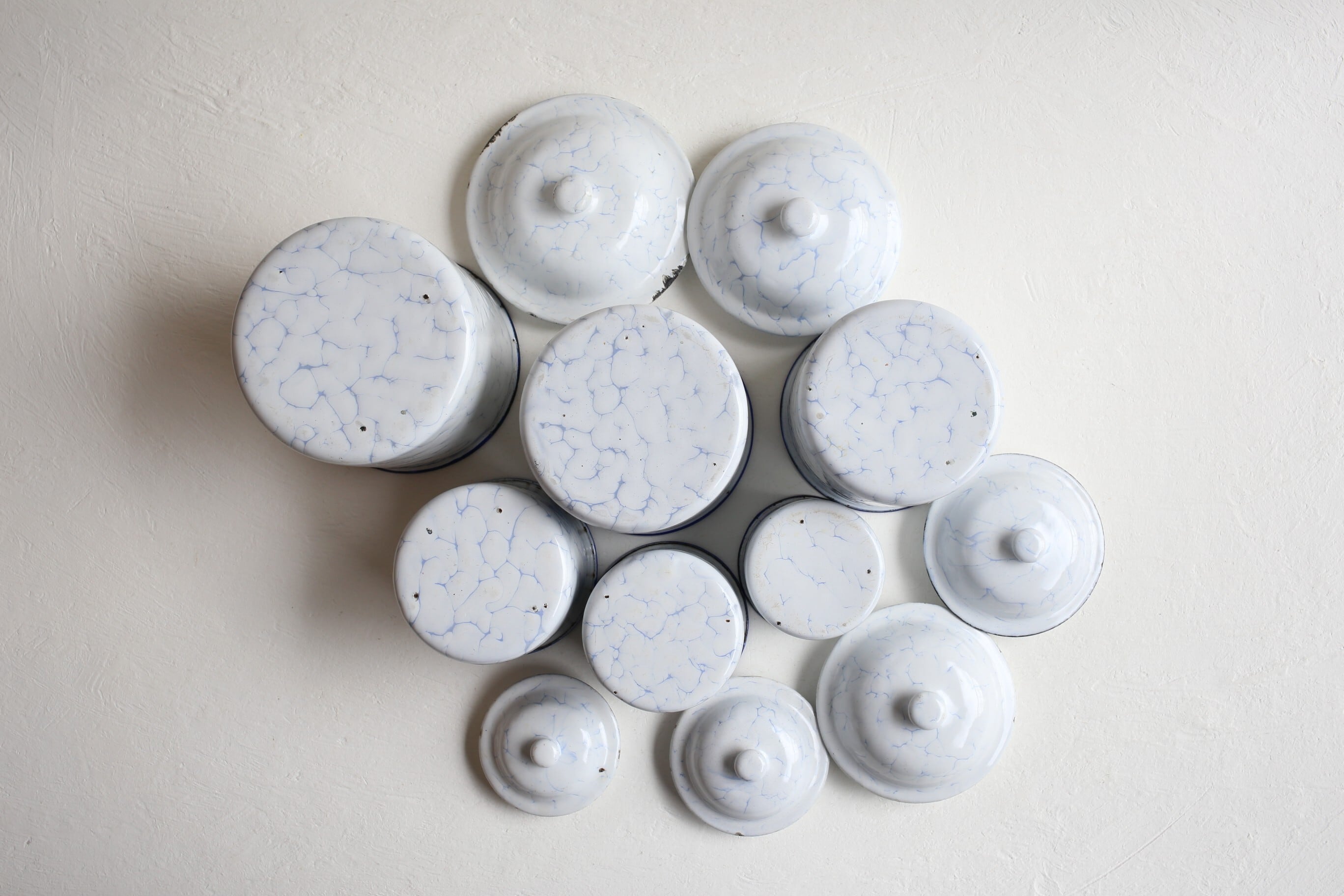 フランス アンティーク ホーロー キャニスター 6個セット N-06129