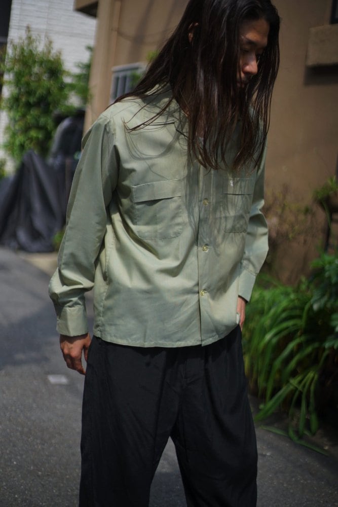 Permanent Press - Made In USA] Vintage Open Collar Shirt [1970s