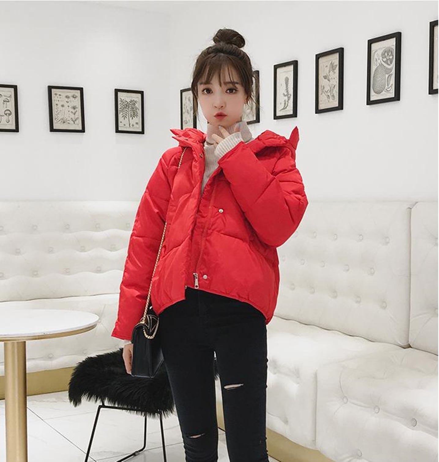 レディース ショートダウンジャケット（レッド） | PicoCharm