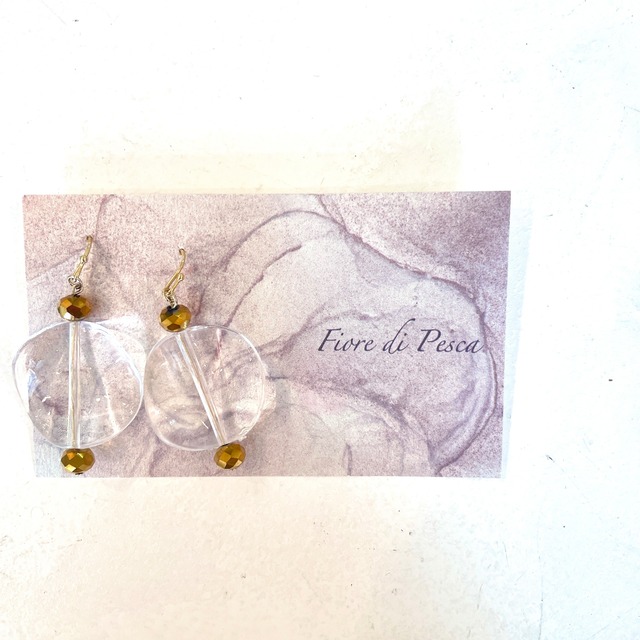 Pétale (ペタル)ピアス／イアリング(クリアー×ゴールド)