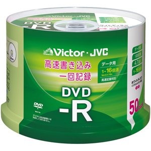 【新着特価】ビクター データ用16倍速対応DVD-R 50枚パック 4.7GB ホワイトプリンタブルVictor VD-R47FW50