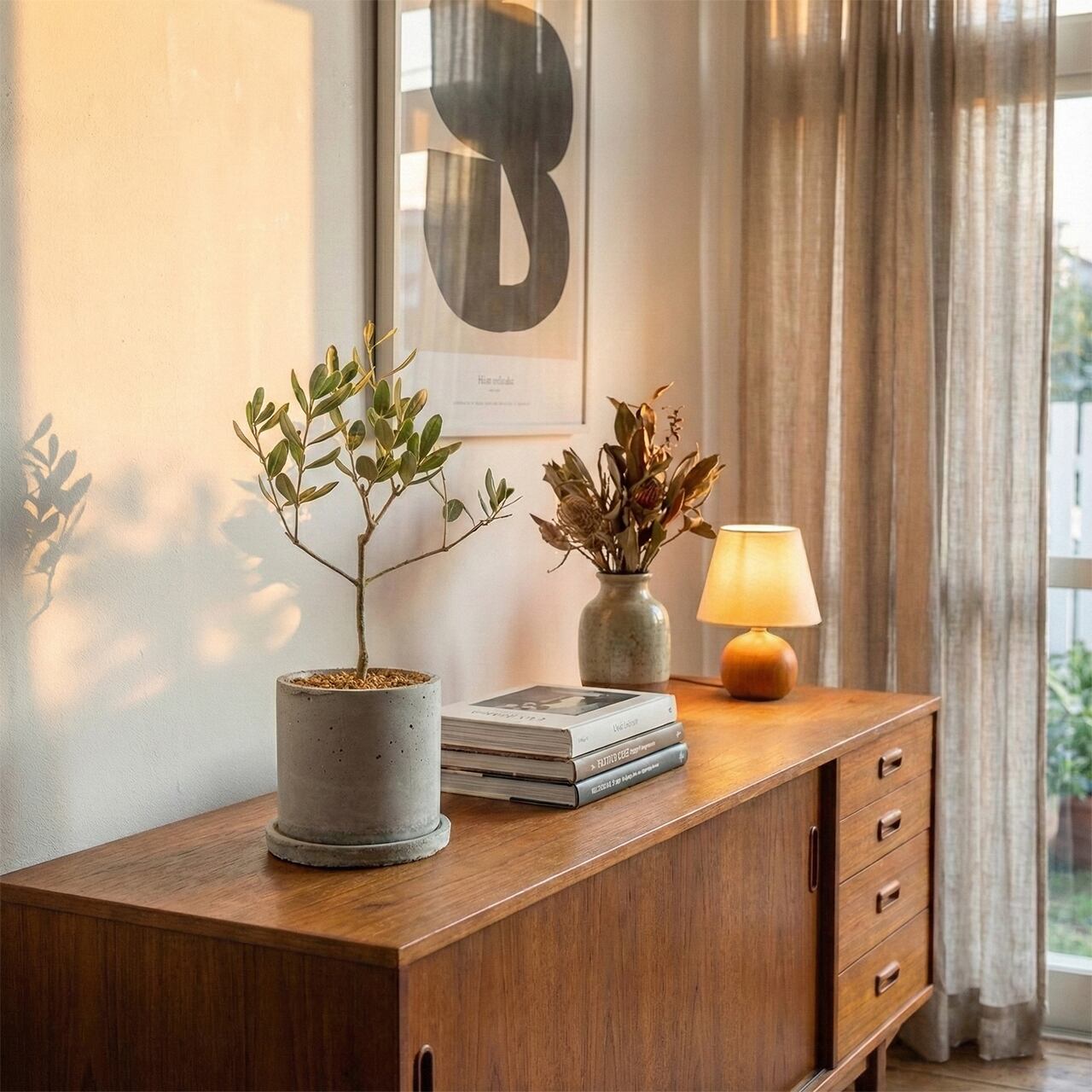 オリーブ・ルッカ｜左右対称に整った枝ぶりが美しい、空間をやさしく彩るスタイリッシュなミニツリー【虫発生抑制／手作りモルタル鉢】