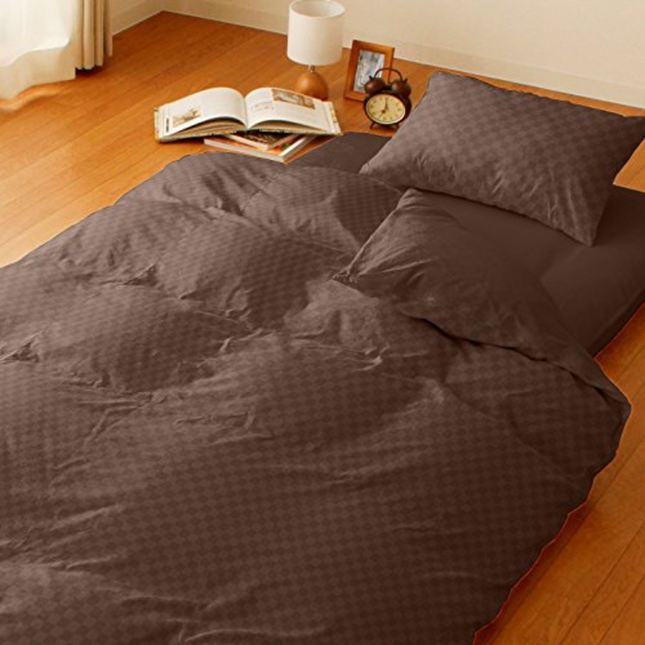 メリーナイト(Merry Night) 枕カバー 市松柄 ブラウン 約43×63cm 合わせ式 まくらが入れやすい 速乾 シワになりにくい 洗える PE16101-93