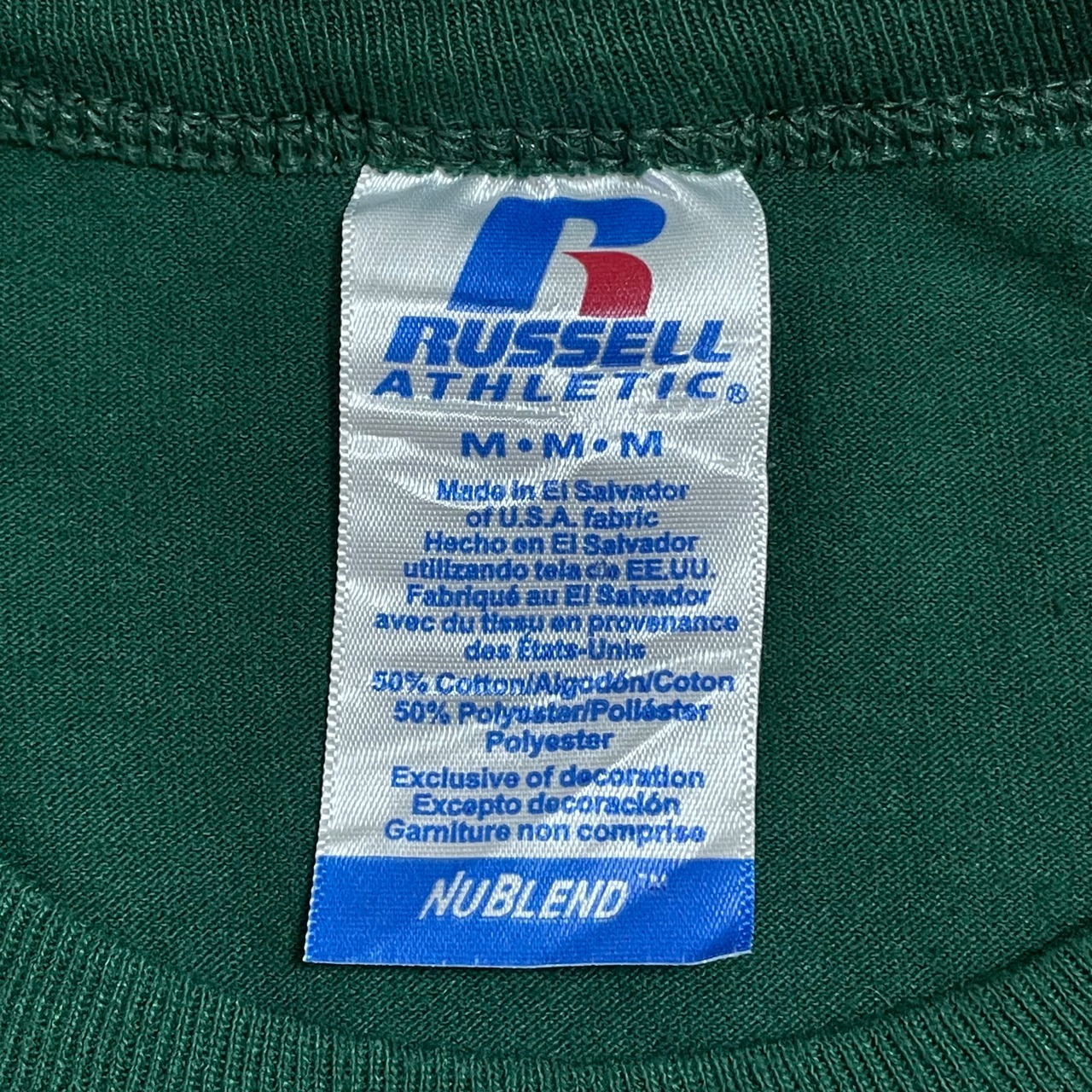 【Russell】企業系 企業ロゴ プリント Tシャツ ワンポイント バックプリント トラック M ディープグリーン  半袖 夏物 US古着