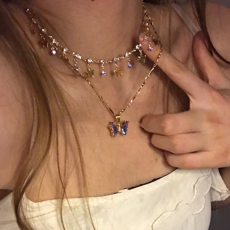 somedayifレトロ豪華な蝶重ねネックレス 8s | Onionn