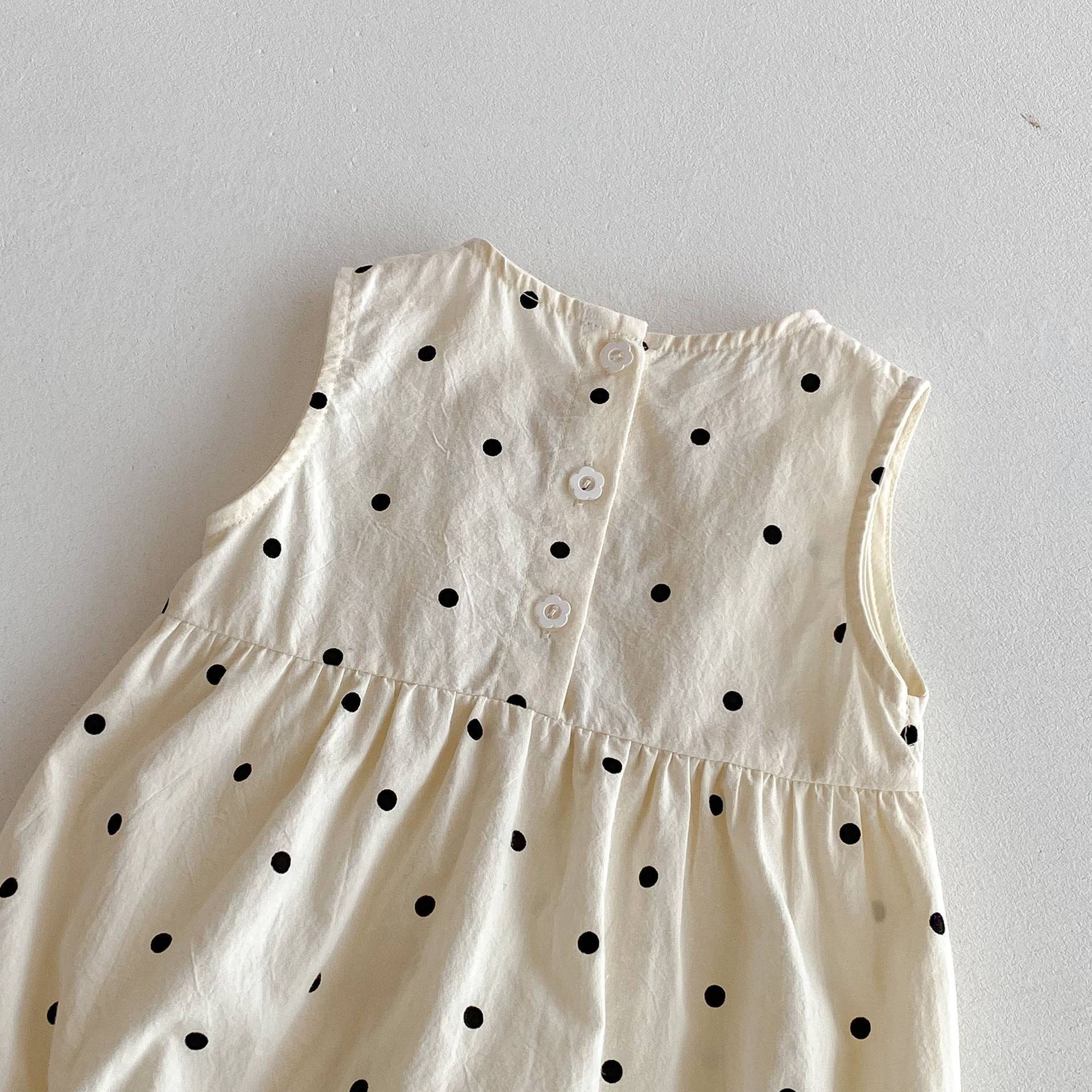 リボンフリルドットロンパース