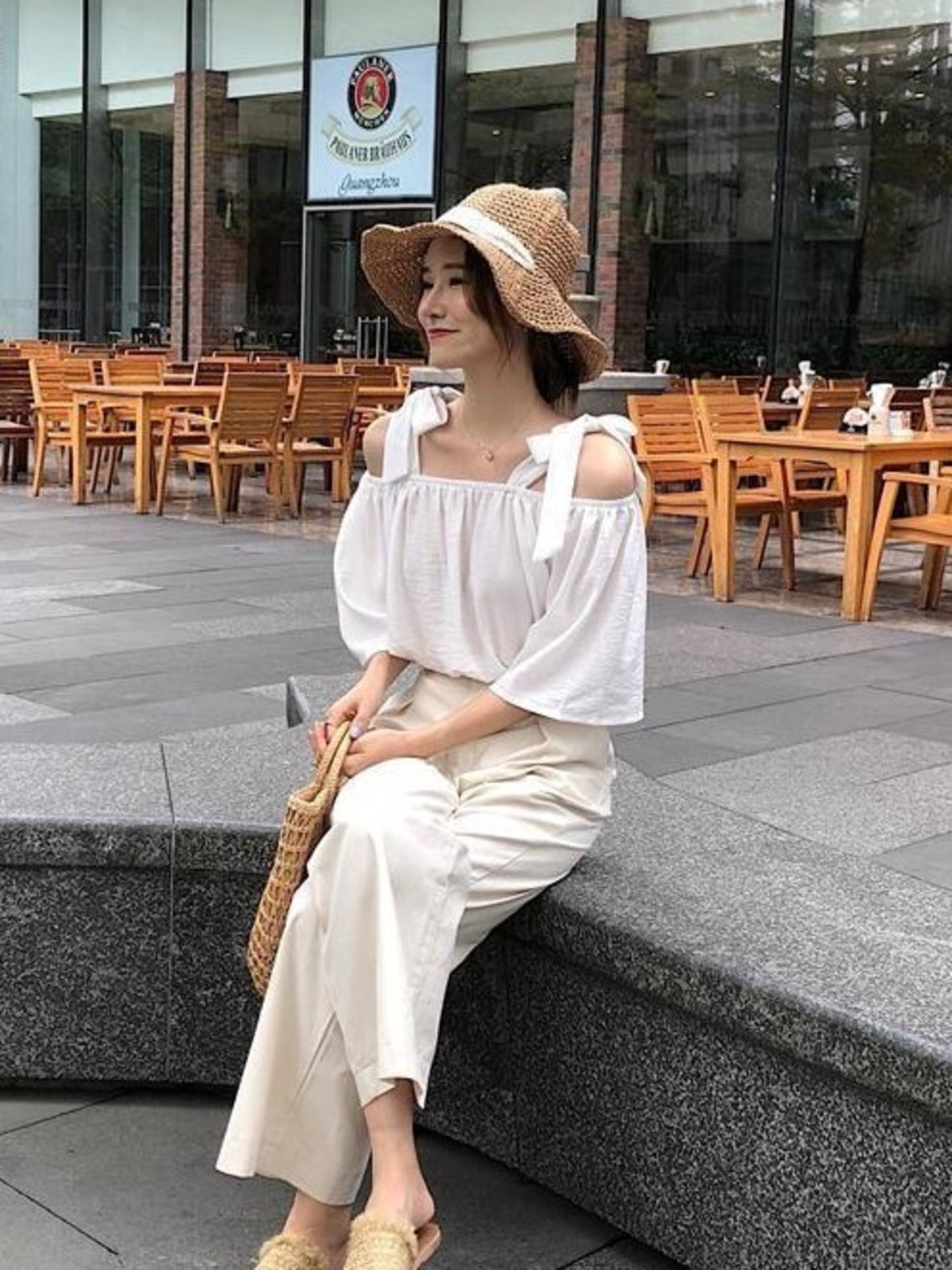 オフショルリボントップス D1374