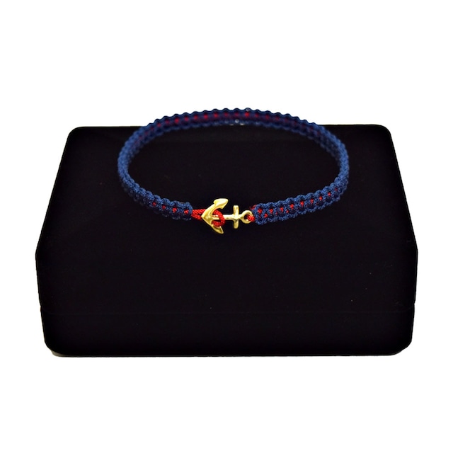 【無料ギフト包装/送料無料/限定】K18 Gold Premium Anchor Bracelet / Anklet Navy×Red【品番 17S2010】