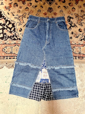 kids 130㎝　patchwork denimSkirt