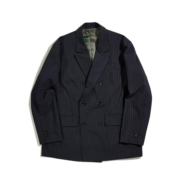 PIN STRIPE W-BREASTED JK / ピンストライプダブルブレストジャケット (NAVY)