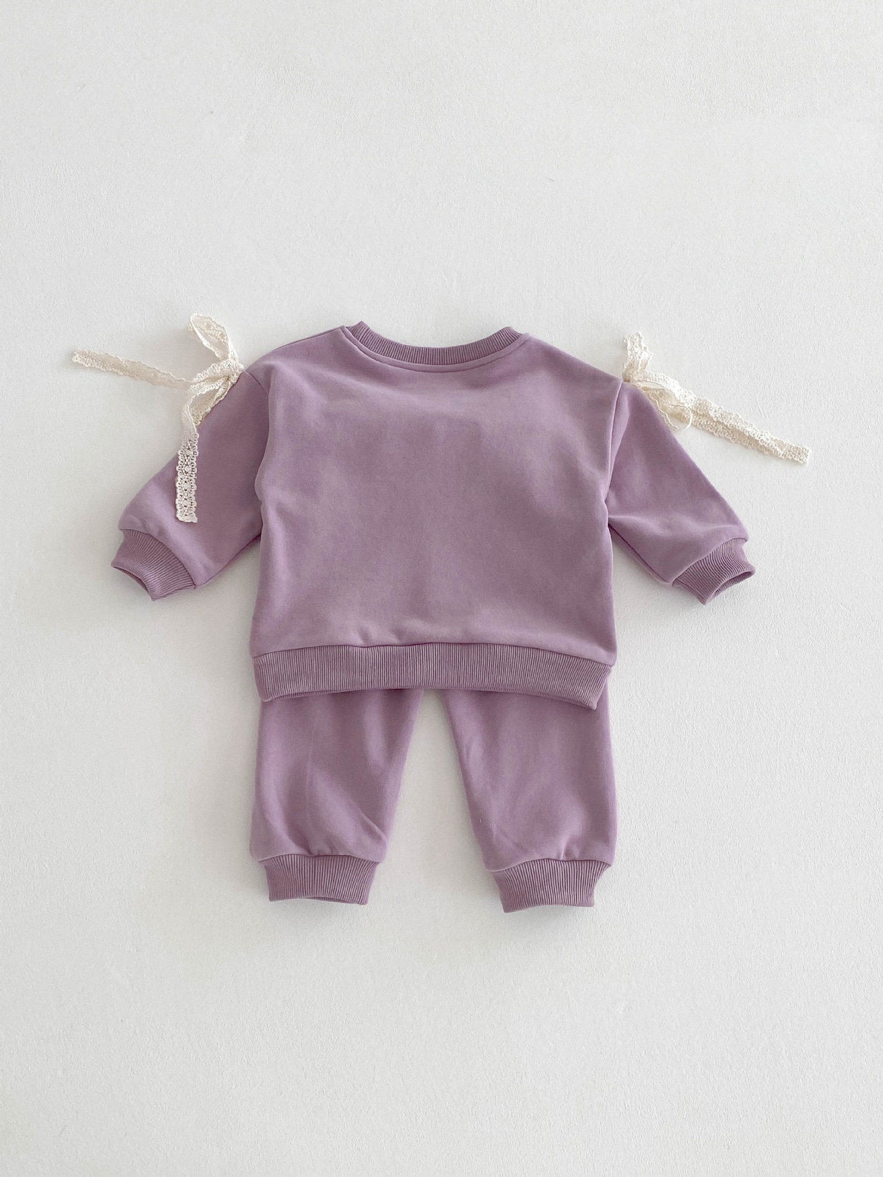 〈80-110size〉purple×white ribbonセットアップ - 7