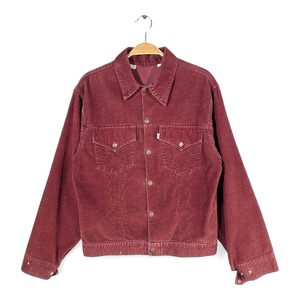 70s リーバイス コーデュロイ トラッカージャケット 70505 ヴィンテージ ジージャン バーガンディー メンズS相当 Levis 古着 @DZ0740