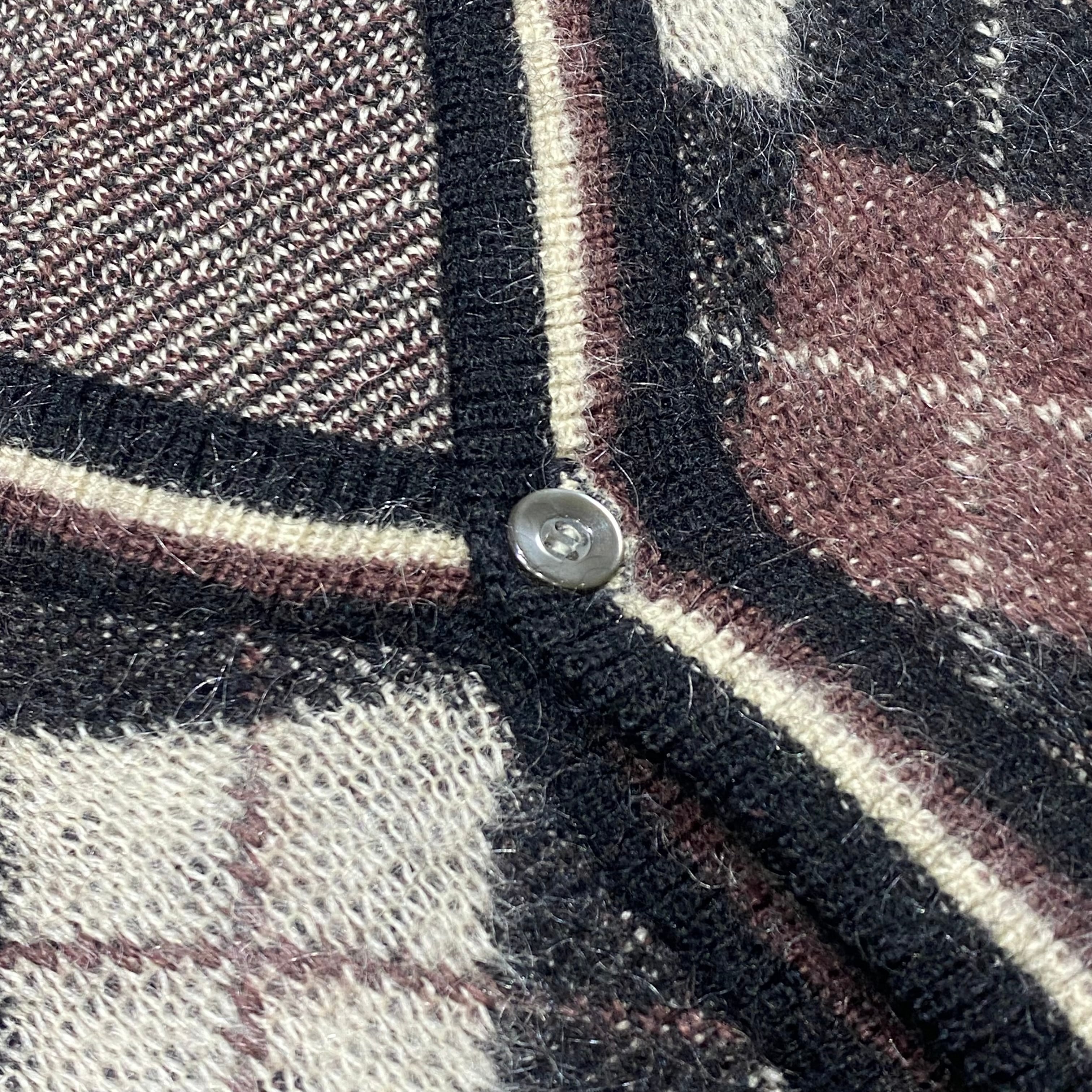 60s Lamb Knit Mohair Cardigan Argyle 60年代 モヘアカーディガン