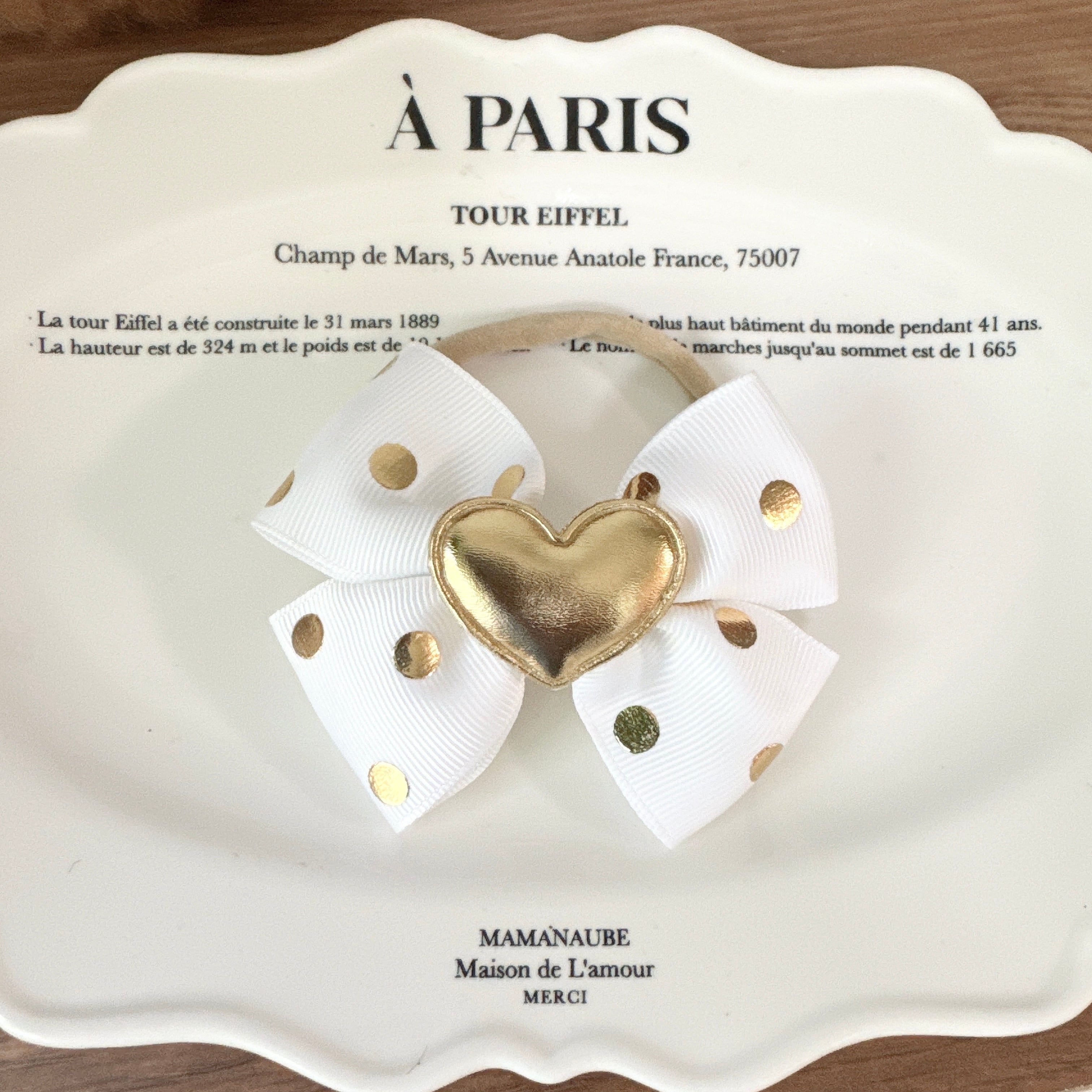 ゴールドハートリボンヘアバンド(後ろ支え付き)