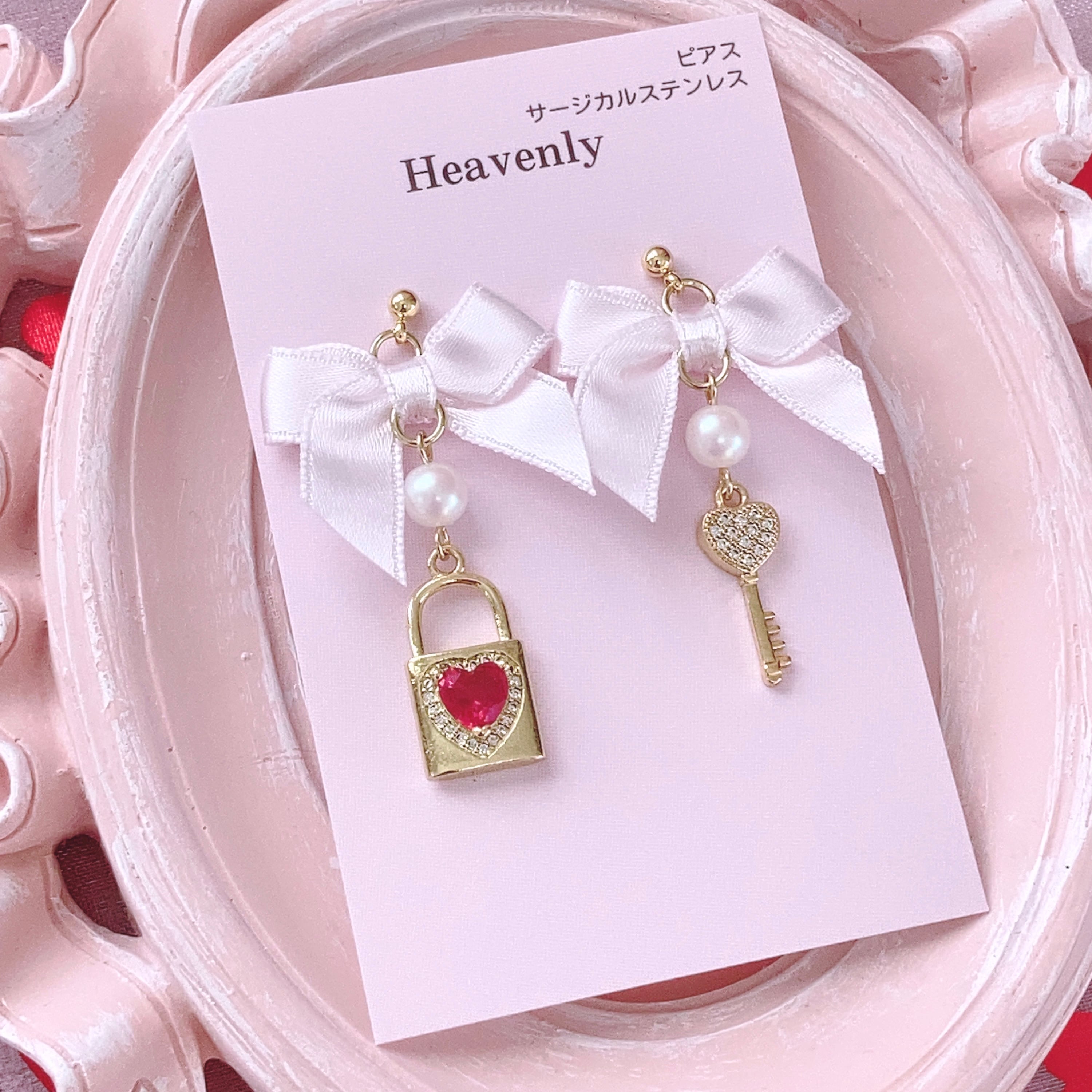ツイード　ボタン　ピアス　イヤリング　白　ピンク　ハンドメイド　チェック be336527126fc4bbf6829fabca7cfa